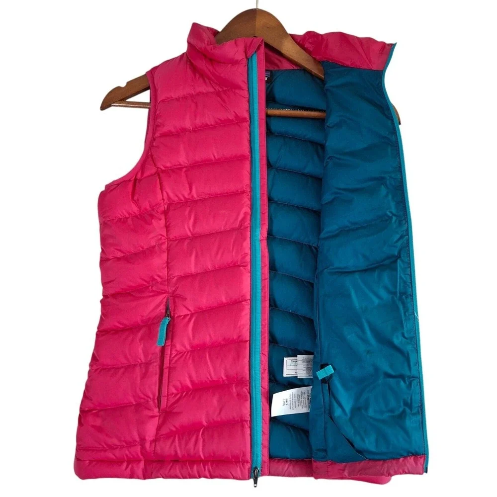 Patagonia‎ Goose Down Vest Girl's Large Pink Full Zip Sleeveless Puffer
